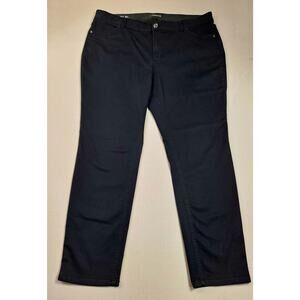 Liz Claiborne Women's 20W Sara Pants Black Mid Rise Slim Leg Pockets Stretch